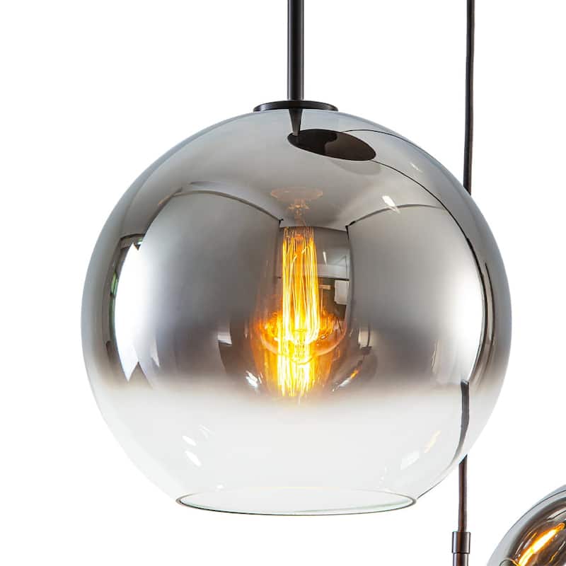 3-Light Round Polished Glass Globe Bubble Pendant Light