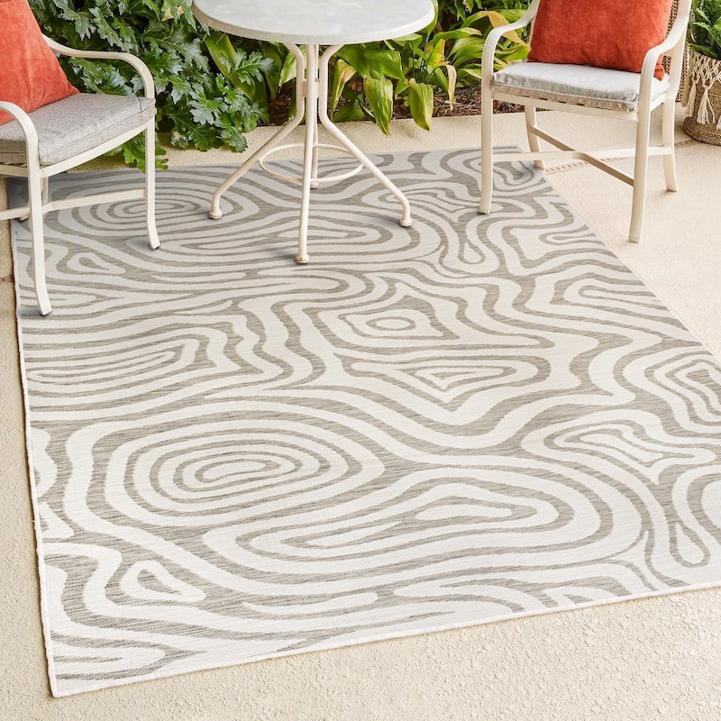 JONATHAN Y Reversible Janus Modern Bohemian Abstract Organic Machine-Washable Gray/Cream Indoor/Outdoor Rug