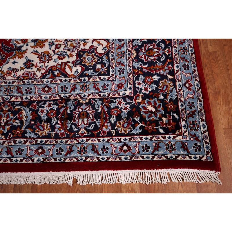 Floral Kashan Turkish Rug Machine-Made Bedroom Red Carpet - 9'8" x 12'9"