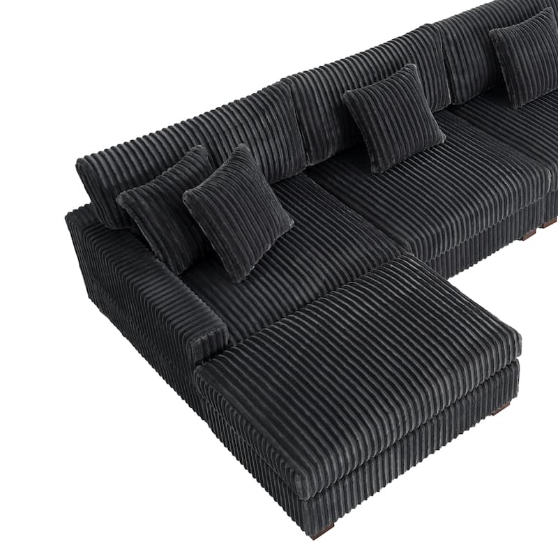 Anne 150" W Upholstered Plush Corduroy Modular Sectional Sofa