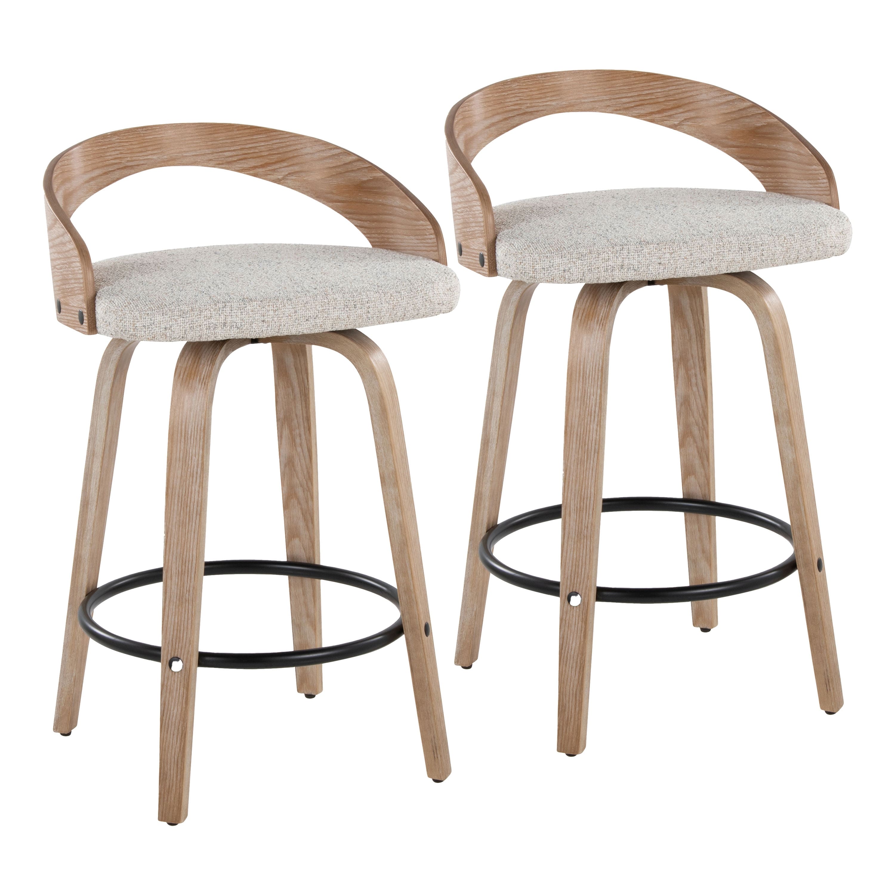 Option Oat Fabric/White Washed Wood/Black Metal
