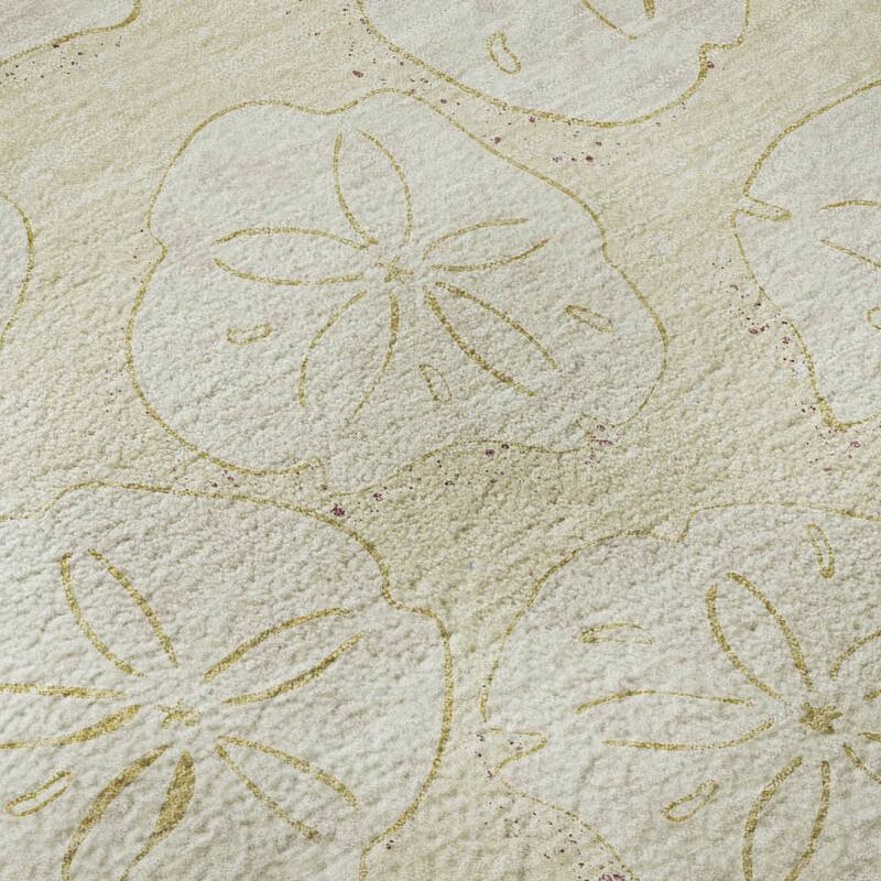 Premium Washable Super Soft Coastal Seashell Imprints Mayfield Rug