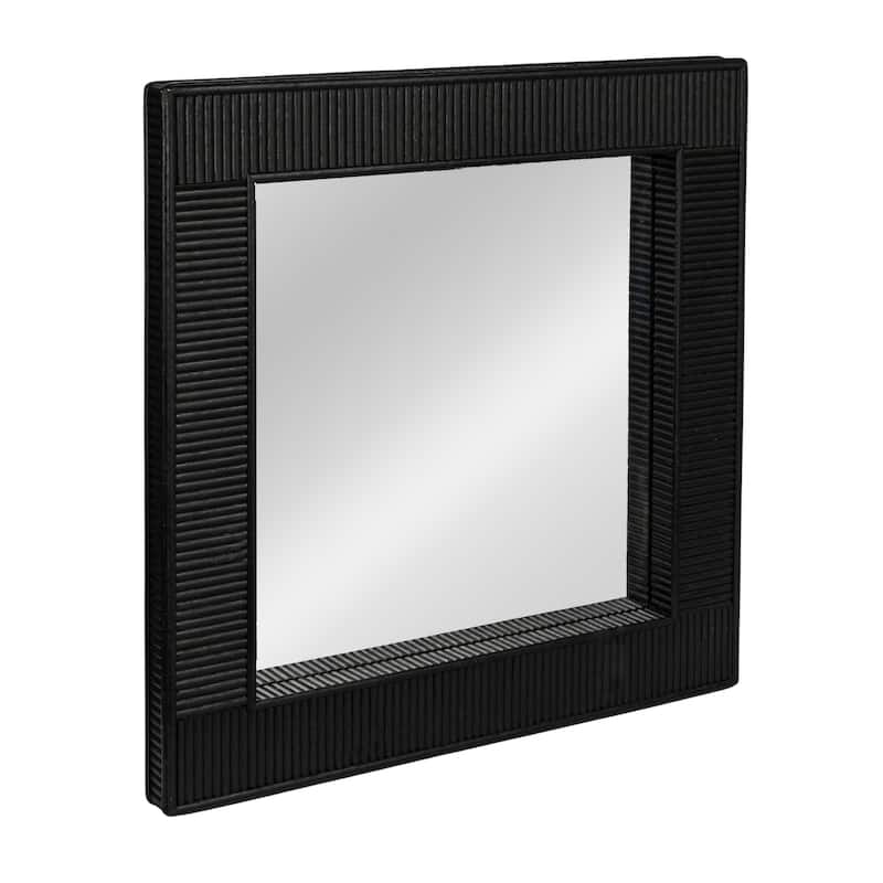 Bamboo Wall Mirror - 28.0"L x 1.8"W x 28.0"H - Black