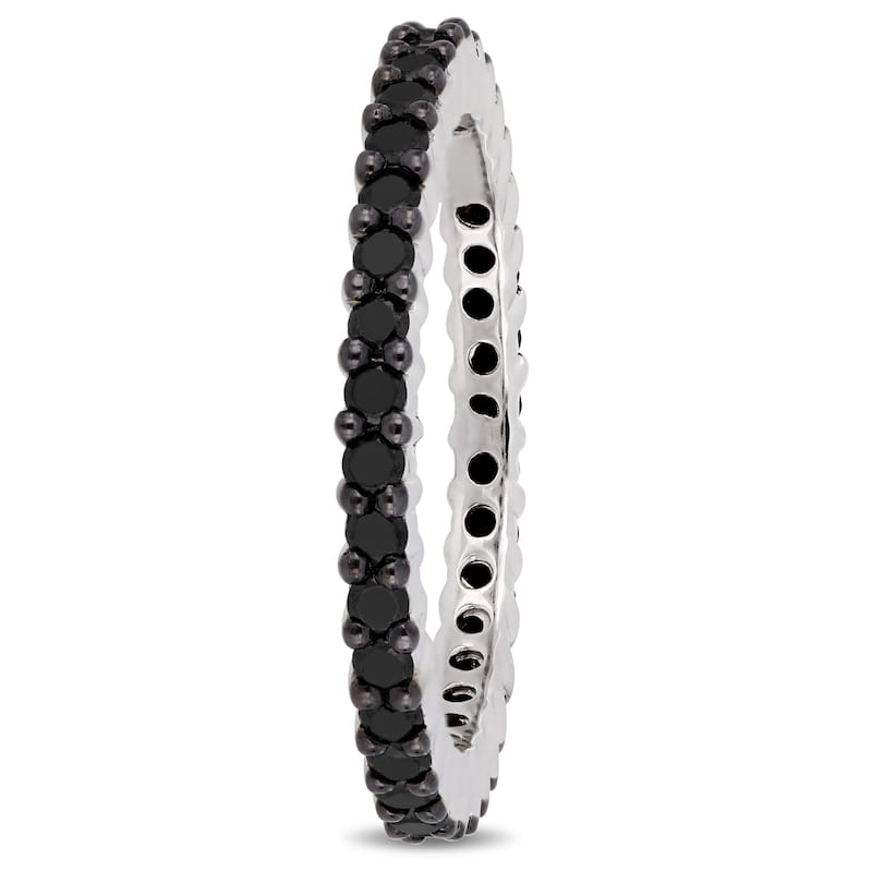 Miadora 1ct TDW Black Diamond Eternity Ring in Sterling Silver