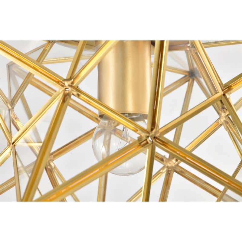 Gold Starburst Flushmount Ceiling Lamp with Glass Faces