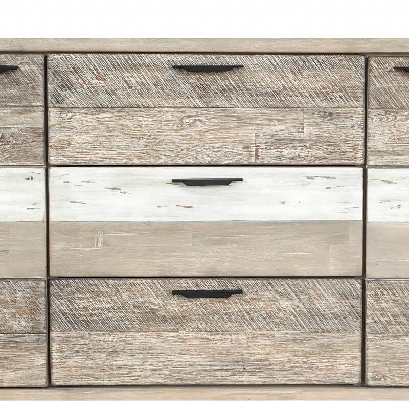 Bridges Two Tone Acacia Wood 3 Drawer Sideboard Buffet Cabinet