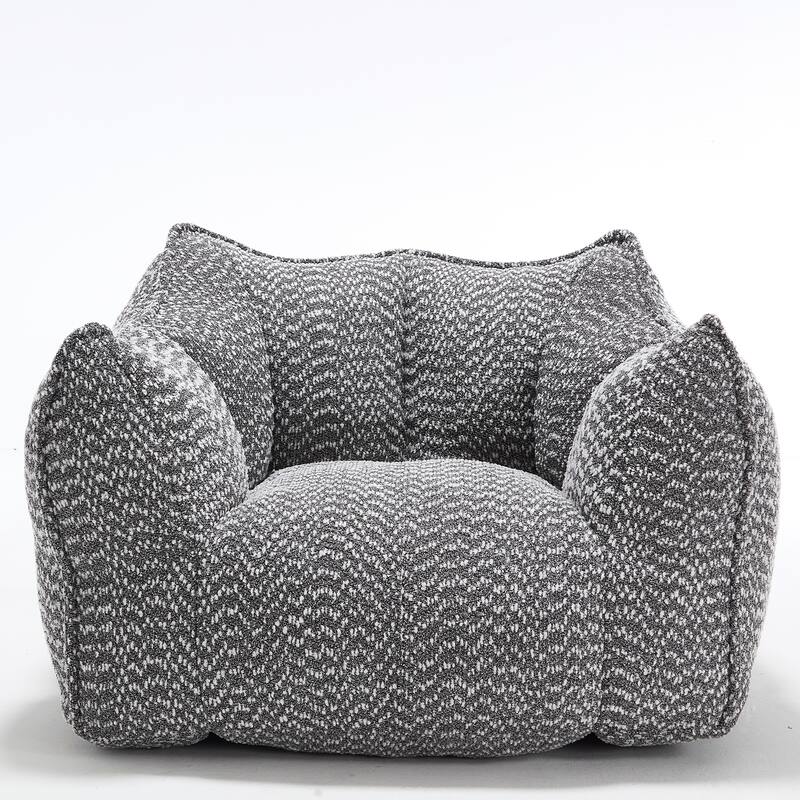 Modern Chenille Single Bean Bag Chair Square Lazy Sofa with Armrests for Living Room Bedroom Lounge