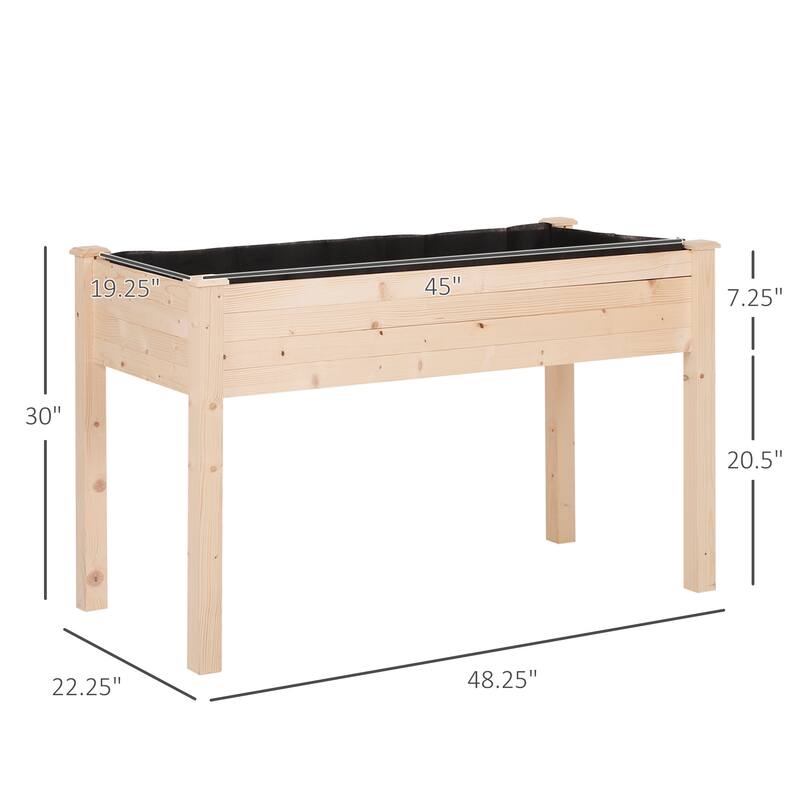 Outsunny 48" x 22" x 30" Raised Garden Bed Wooden Planter Box
