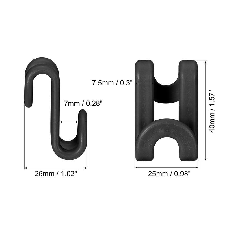 Clothes Hanger Connector Hooks, 30Pcs - ABS Hanger Extender Hooks - Black