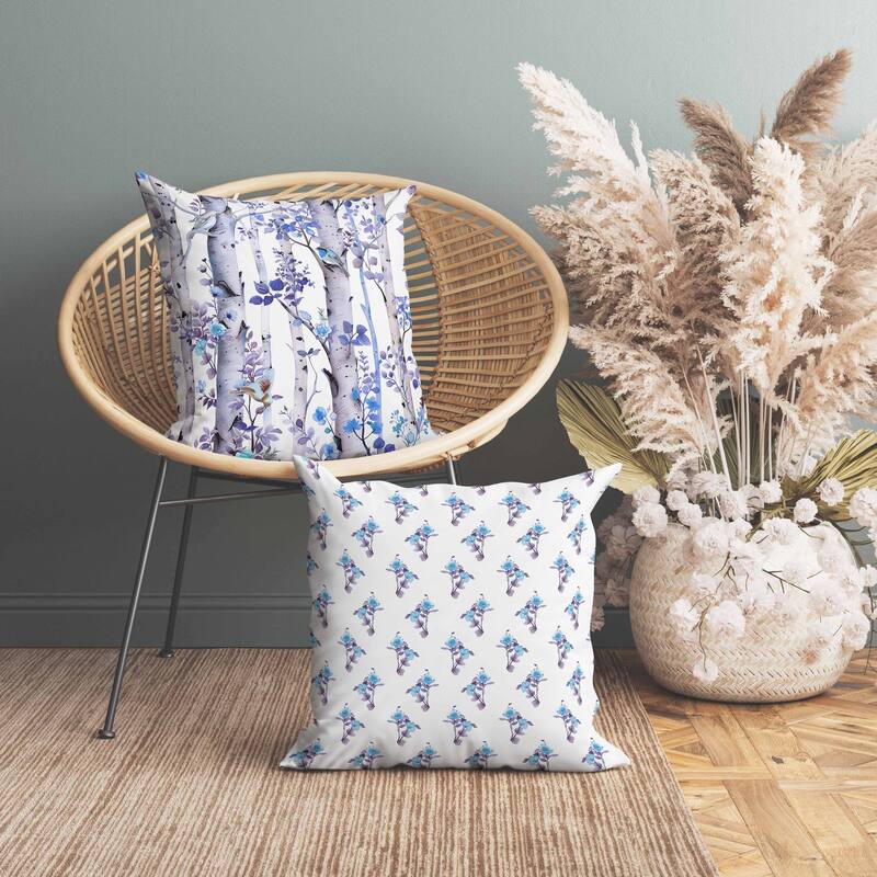 Whispering Woods Faux Suede Reversible Throw Pillow Blue and Violet