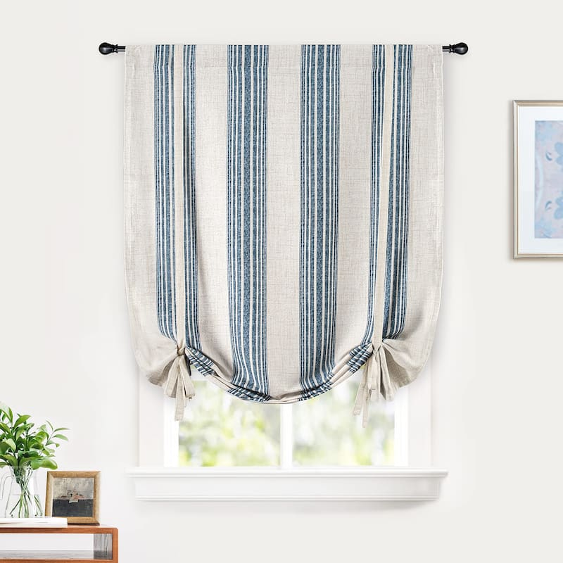 DriftAway Chris Vertical Striped Pattern Blackout Room Darkening Tie Up Curtain