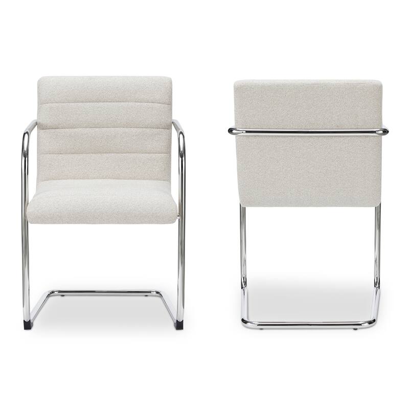 Title: NADAAL STUDIOS Cyran Dining Chair, Faux Green Upholstery, Stainless Steel Cantilever Frame - Set of 2