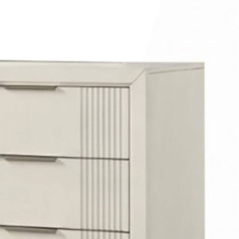 Toi Wide Dresser, 6 Drawers, Antique White Finished Solid Wood