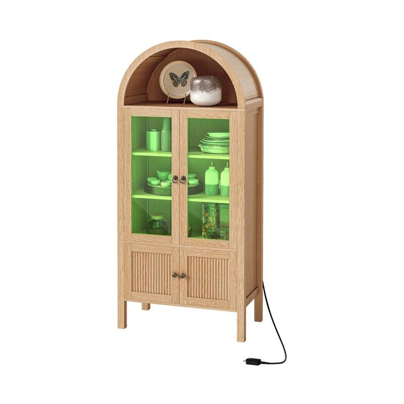 Moasis 71" Tall Arched Storage Display Cabinet with LED Light