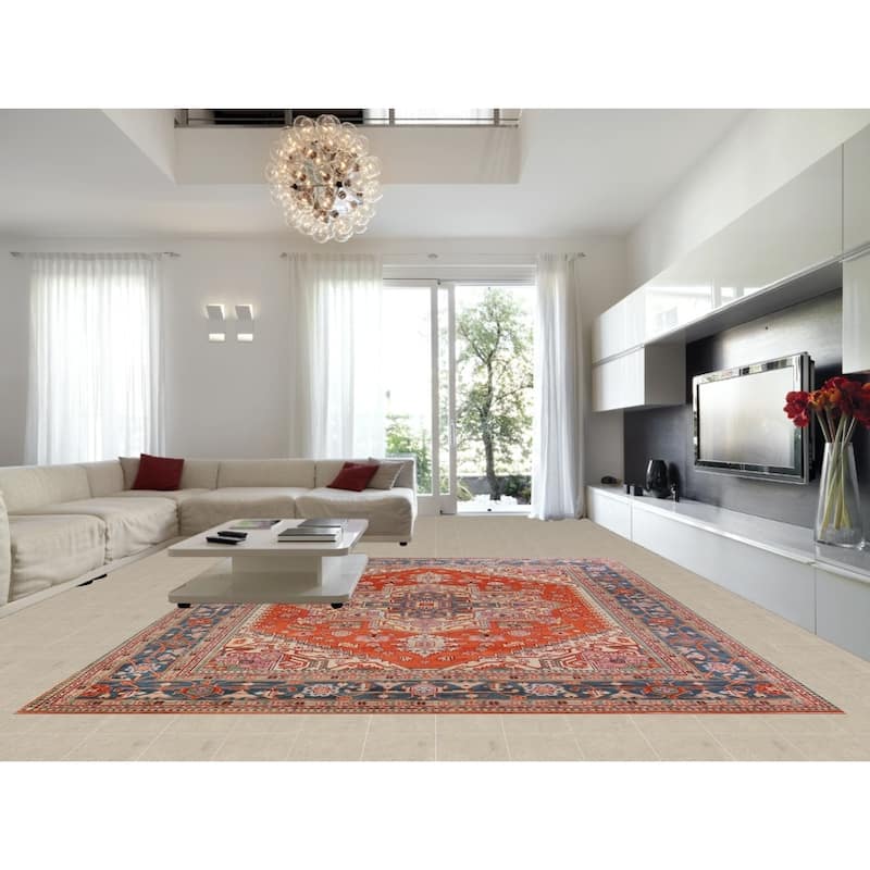 Palace Size Heriz Serapi Oriental Rug Handmade Wool Carpet - 11'10" x 14'9"