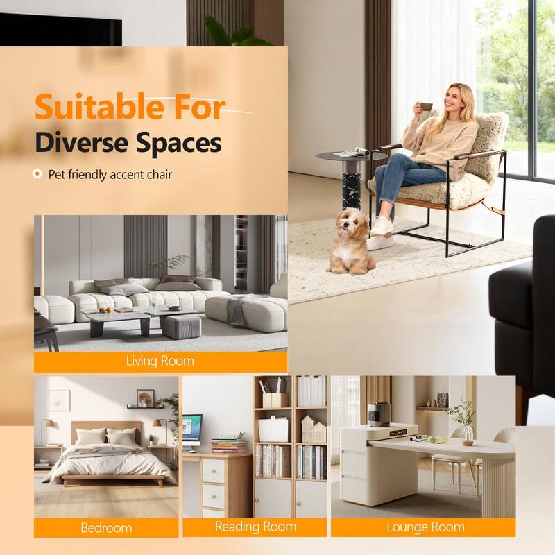 Lazy Chair - Rubber Wood Arms, Iron Frame (Living Room/Bedroom)