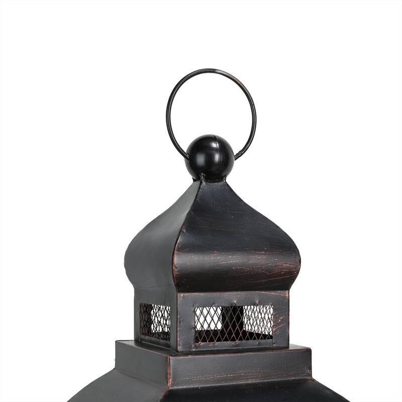 Glitzhome 2-piece Vintage Farmhouse Style Wood/ Metal Lantern Set