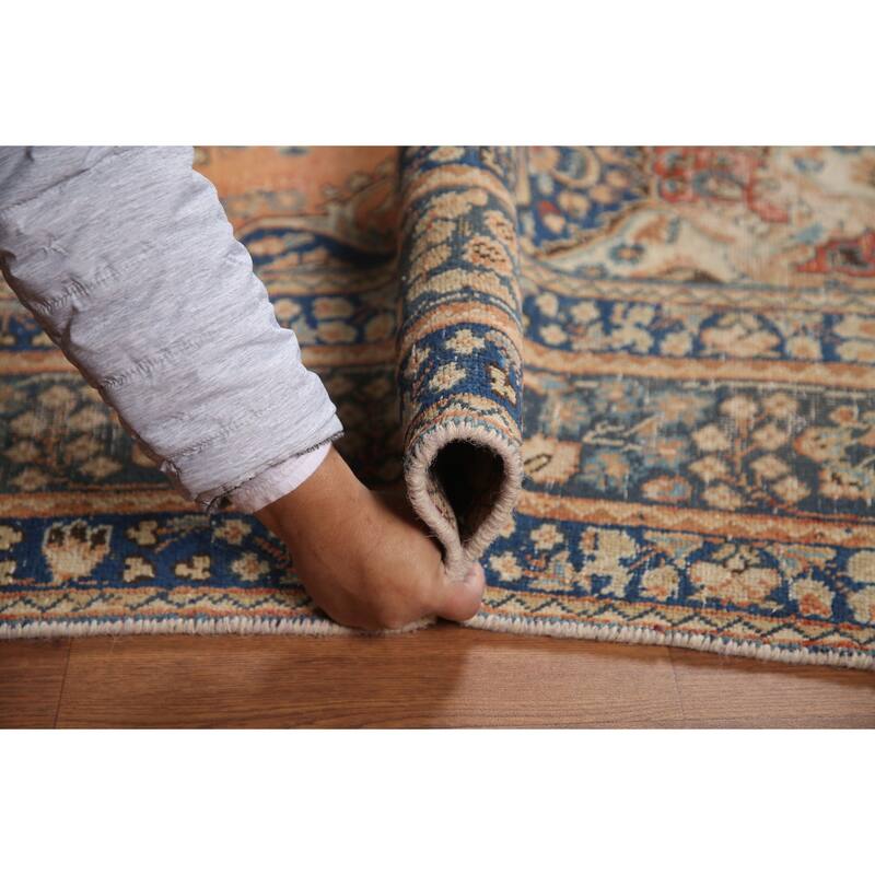 Hand Knotted Oriental 100% Wool Carpet Traditional Medallion Oranges & Rust Mashad Area Rug - 9' 4'' X 6' 4''