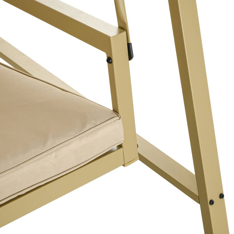 Outsunny 3-Seat Outdoor Porch Swing with Stand, Heavy Duty Patio Swing Chair with Adjustable Canopy, Removable Cushions