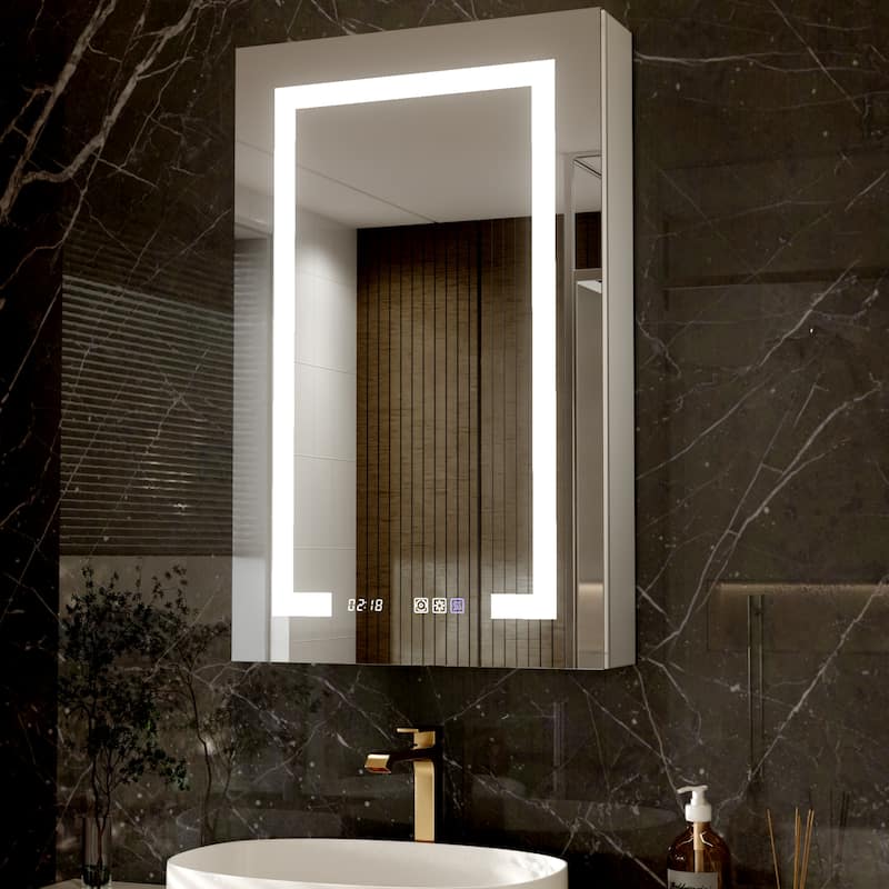 Modland 20"-24"W x 32"H LED Medicine Cabinet Mirror for Bathroom with Recessed & Surface Mount Anti-Fog - 20x32 - Right Door