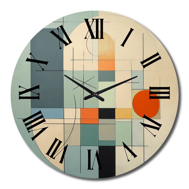 Designart "Serendipity Abstract Mid-Century Geometrics II" Modern Midcentury Oversized Wall Clock