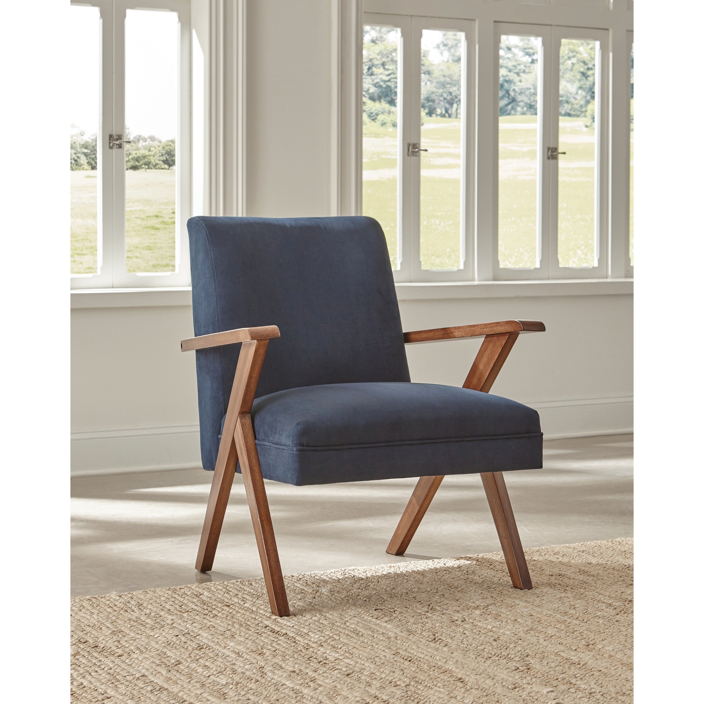 Gregg Dark Blue Upholstered Accent Chair On Sale Bed Bath