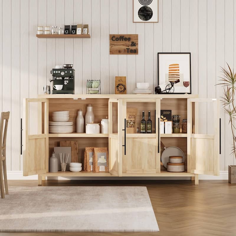 Large Buffet Cabinet with Storage, Sideboard Buffet Cabinet with Glass Doors