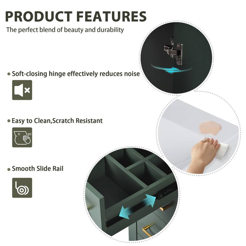 30'' Bathroom Vanity with Ceramic Sink Combo, Bathroom Storage Cabinet, Vanity Set with 3 Drawers & Soft Closing Doors