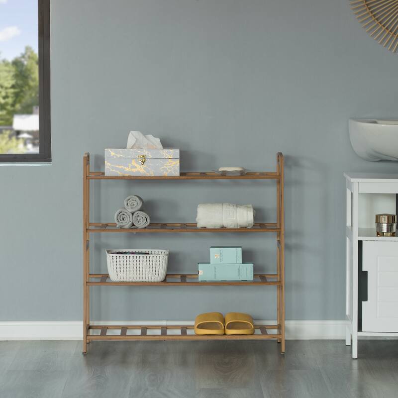 Bamboo Storage Shoe Rack, Free Standing Shoe Organizer Storage Rack