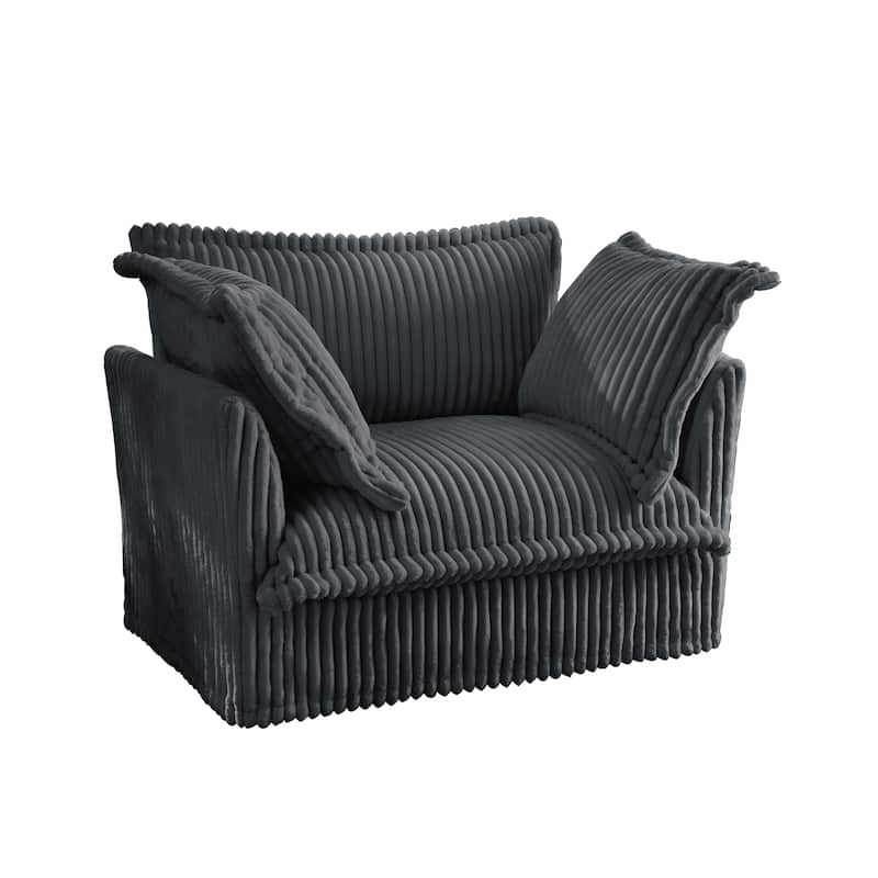 Leisure Armchair with Removable Covers, Accent Chair with Deep Seat, Lounge Chair with High Back Pillows, Set of 2