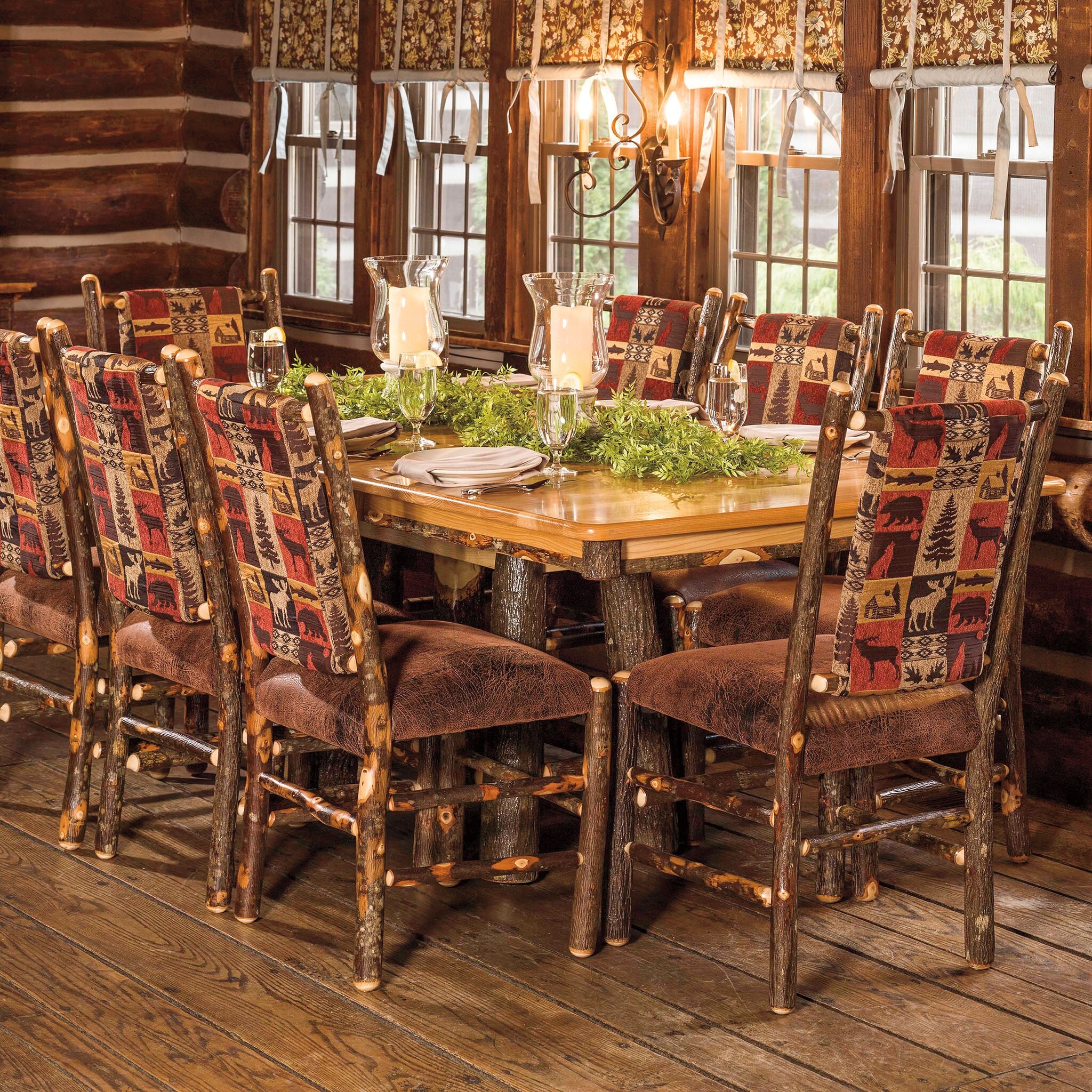 Set of 2 Hickory Log Dining Chairs - Overstock - 33634230