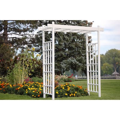 DuraTrel Bakersfield 72"x 85" Vinyl Arbor - White