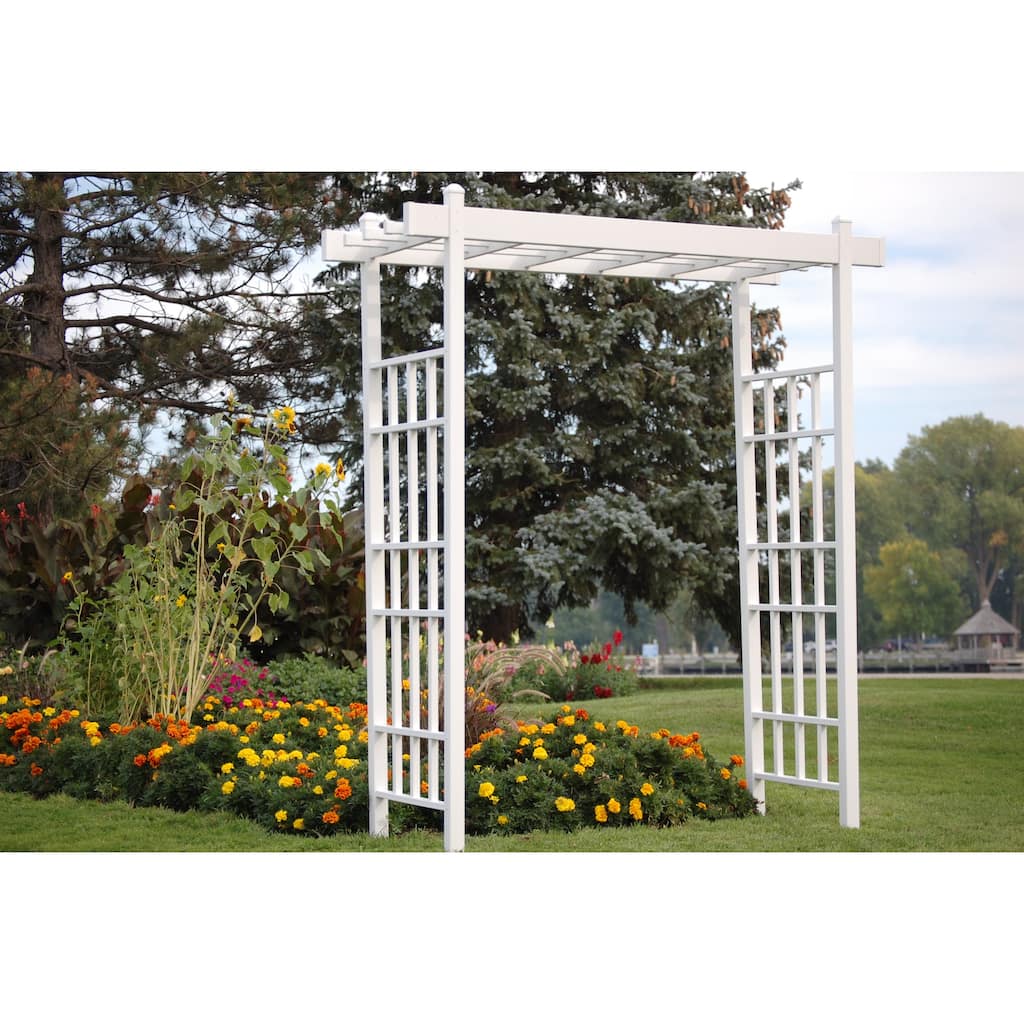 DuraTrel Bakersfield 72"x 85" Vinyl Arbor - White