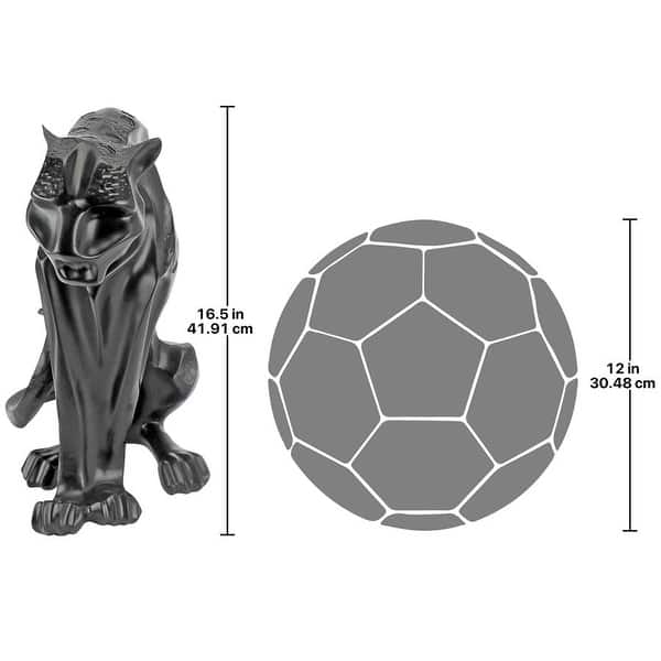 Design Toscano Zwarte Panter Roofdier met Fout Tuinbeelden, Medium 66 cm, Polyresin, Zwart