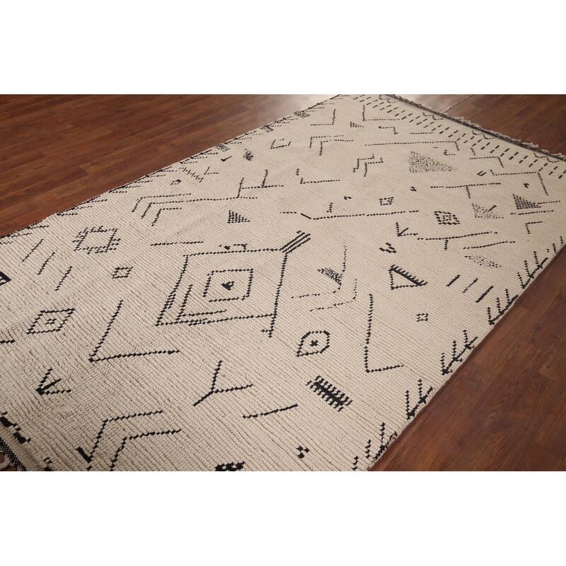 Abstract Moroccan Oriental Area Rug Handmade Wool Carpet - 4'11"x 8'7"