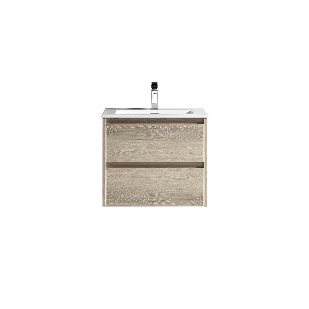 Mid-Century Open Storage Single Bathroom Vanity (24–49) - Acorn