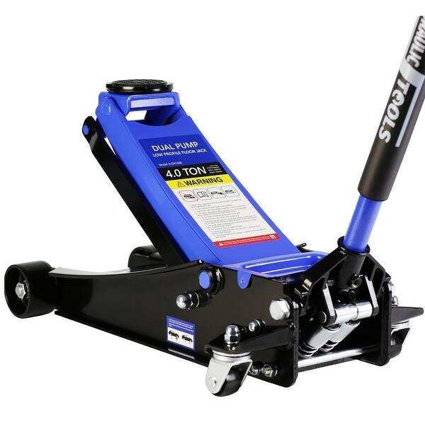slide 2 of 5, 4 Ton Low Profile Floor Jack Black/Blue