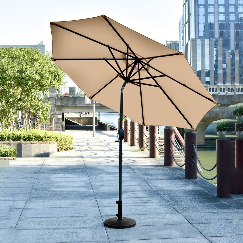 Lopes 9-Foot Patio Umbrella with Ceramic Base Included - Beige