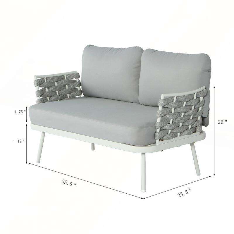 Mariano Steel Loveseat and Table