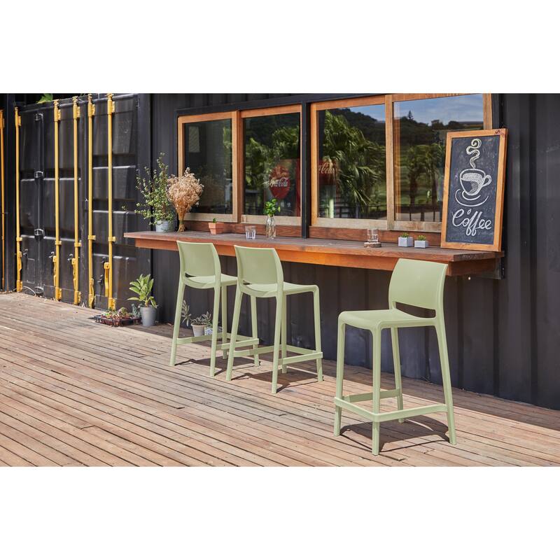 Sensilla Resin Stackable Counter-height Bar Stools, Set of 2