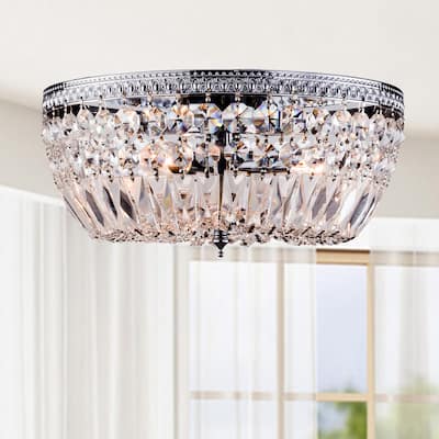Jessica 3-Light Crystal Basket Chrome Flush Mount