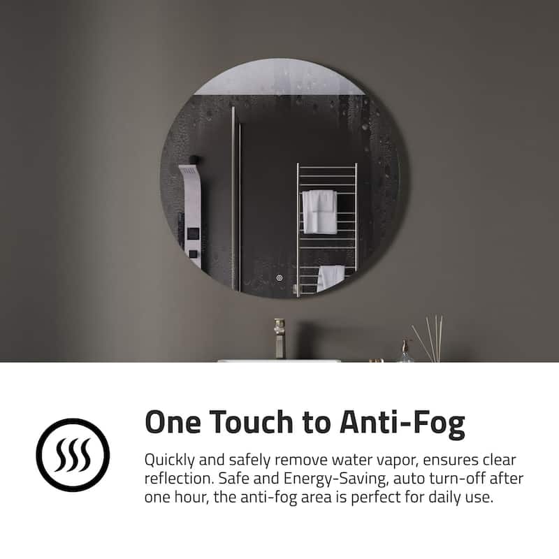 ANZZI 32-in. Diam. LED Back Lighting Bathroom Mirror with Defogger