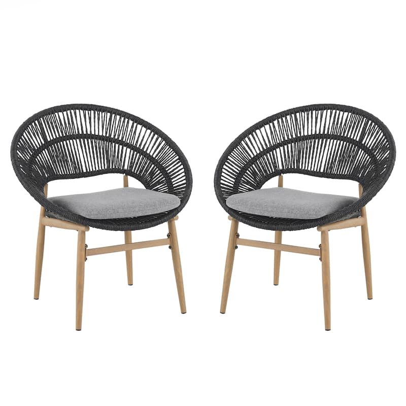 Outdoor Wicker Papasan Style Dining Chair
