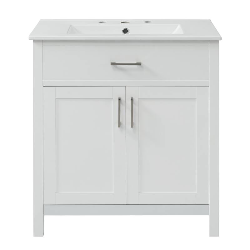 Anmytek 30 Inch Bathroom Vanity with Ceramic Sink and Ample Storage for Small Bathrooms