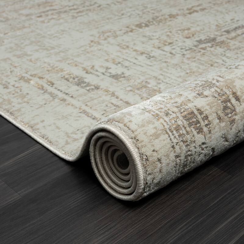 Bailey Transitional Distressed Beige/Brown Performance Indoor Area Rug by Sevita