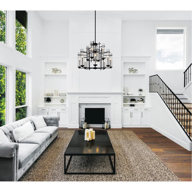 Sierra 12 Light Up Chandelier With Black Finish