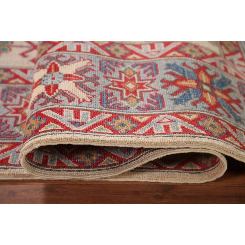 Kazak Living Room Area Rug Hand-Knotted Wool Carpet - 6'9" x 10'1"
