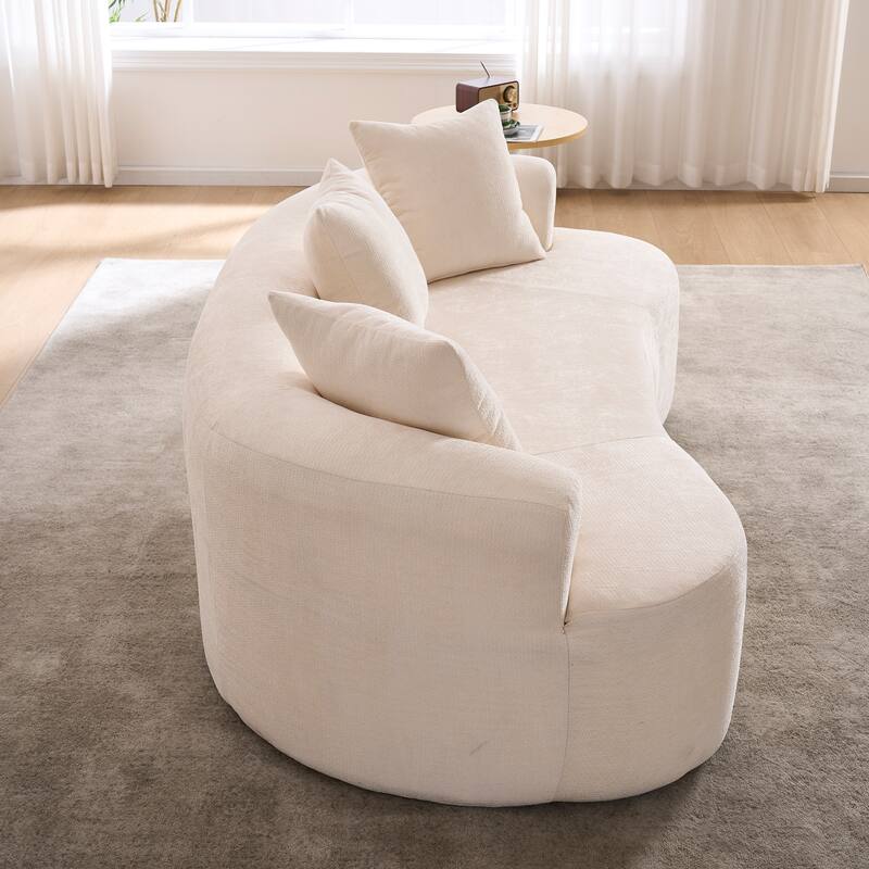 GDFStudio - Modern Crescent-Shaped Chenille 79" 3-Seater Sofa