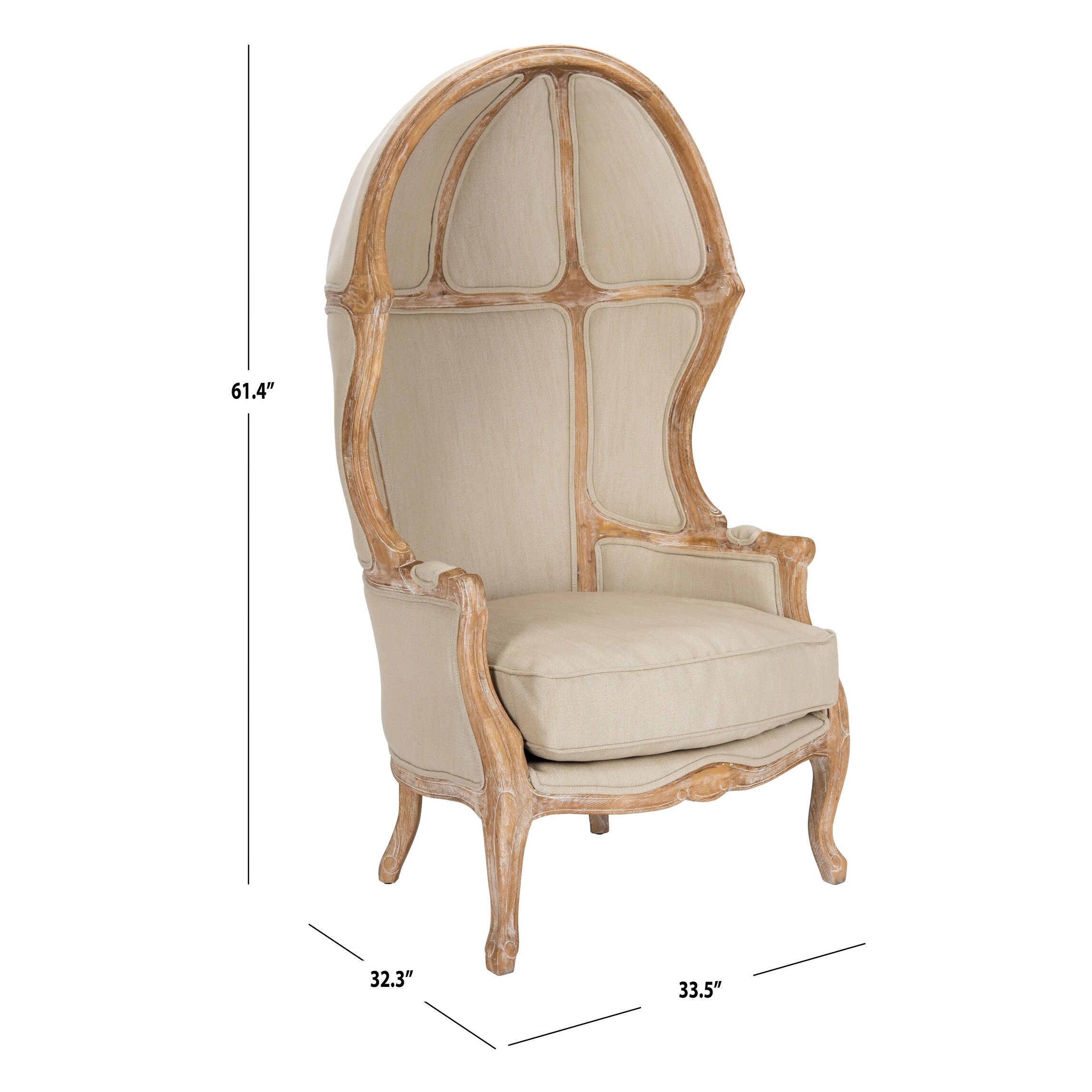 Safavieh Couture High Line Collection Sabine Oak Natural Linen Victorian Balloon Chair Overstock 11178137