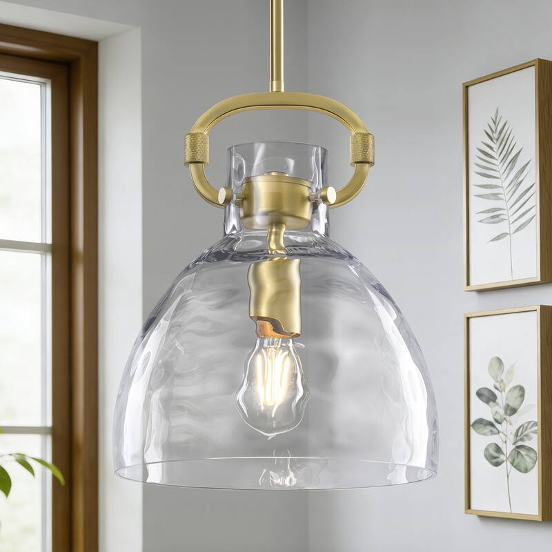 Skystar 1 - Light Single Pendant With Clear Hammered Glass Shade